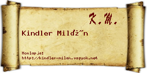 Kindler Milán névjegykártya